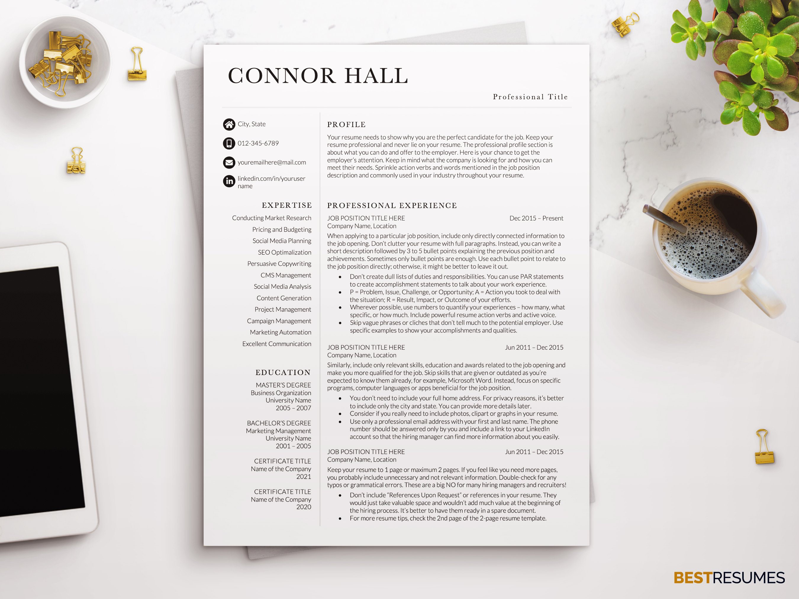 Professional Resume Page Simple CV cover image.