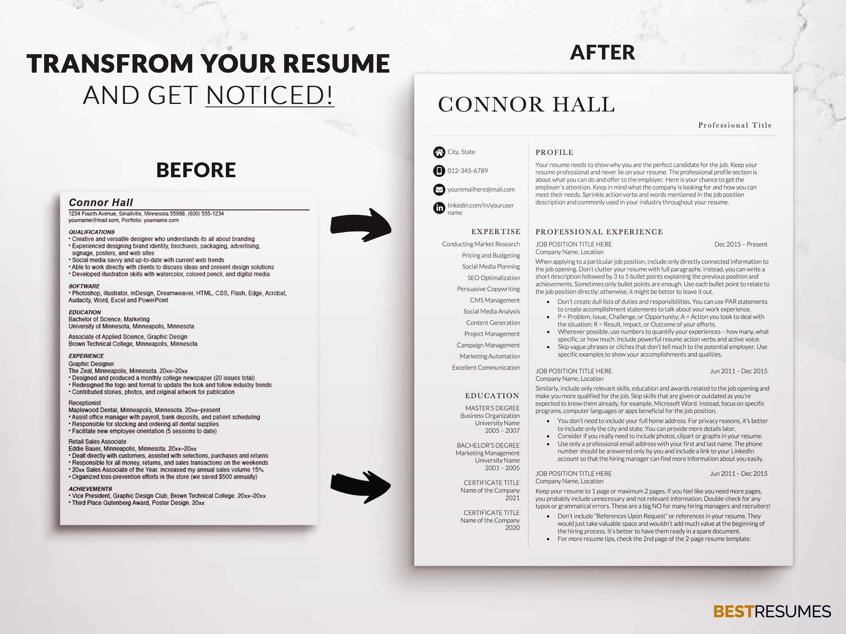 professional resume page transform your resume connor hall 776