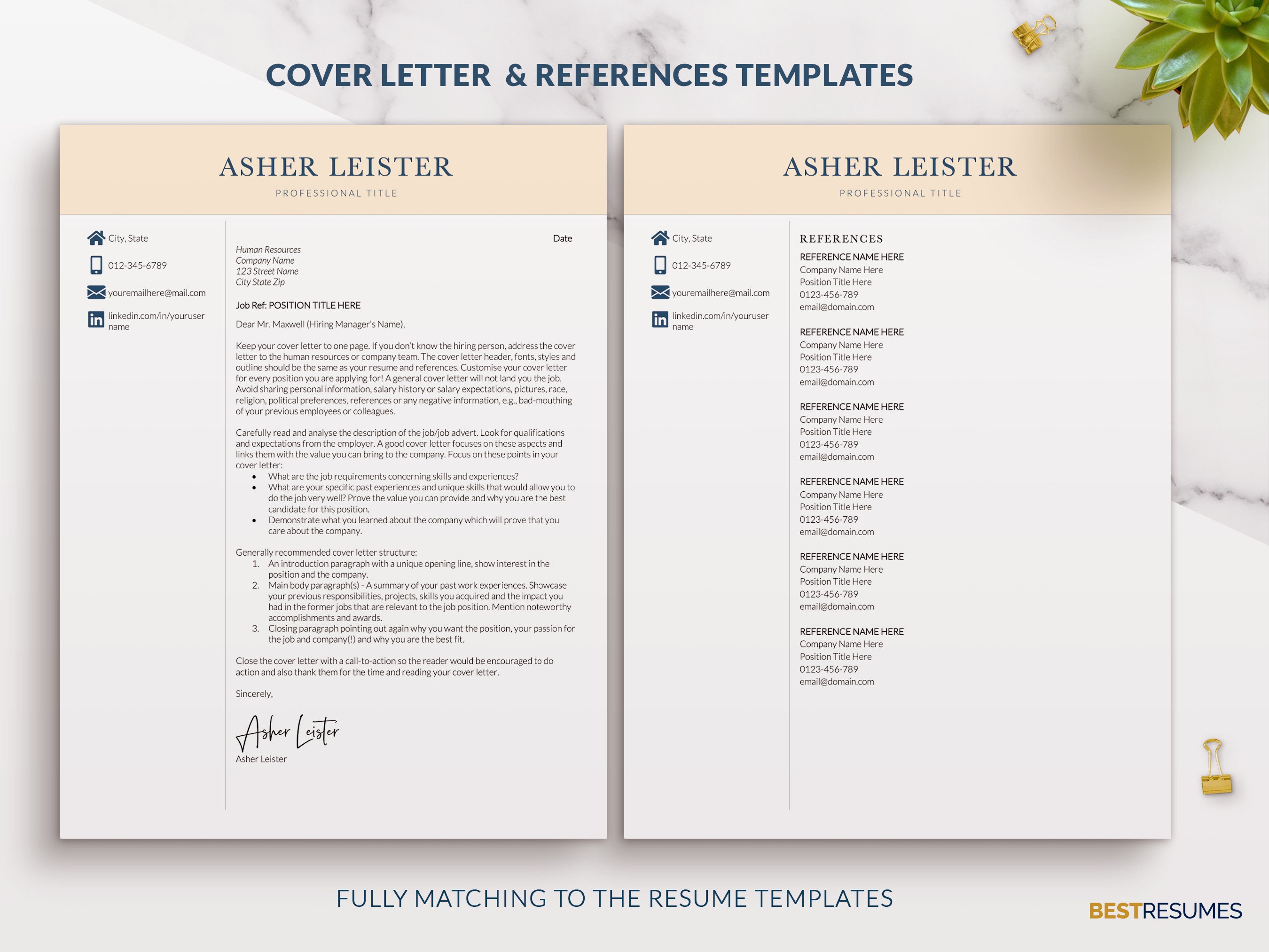 professional resume template cover letter references asher leister 497
