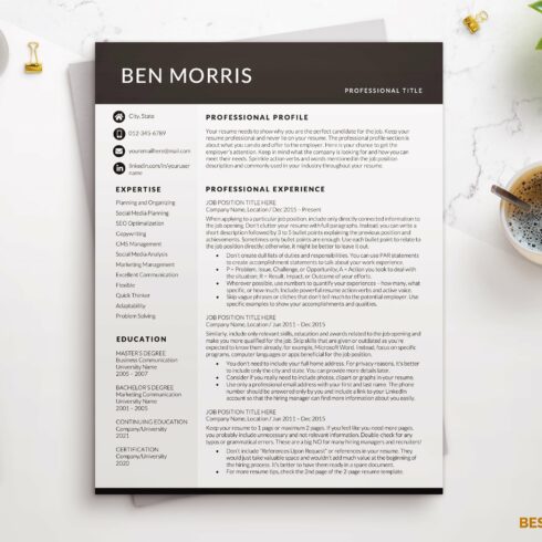 Business Modern Resume / CV Template cover image.