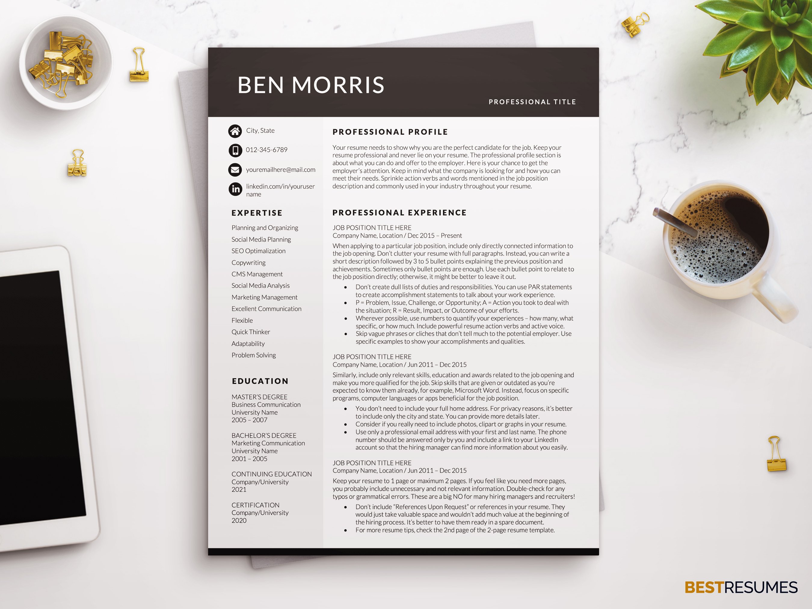 Business Modern Resume / CV Template cover image.
