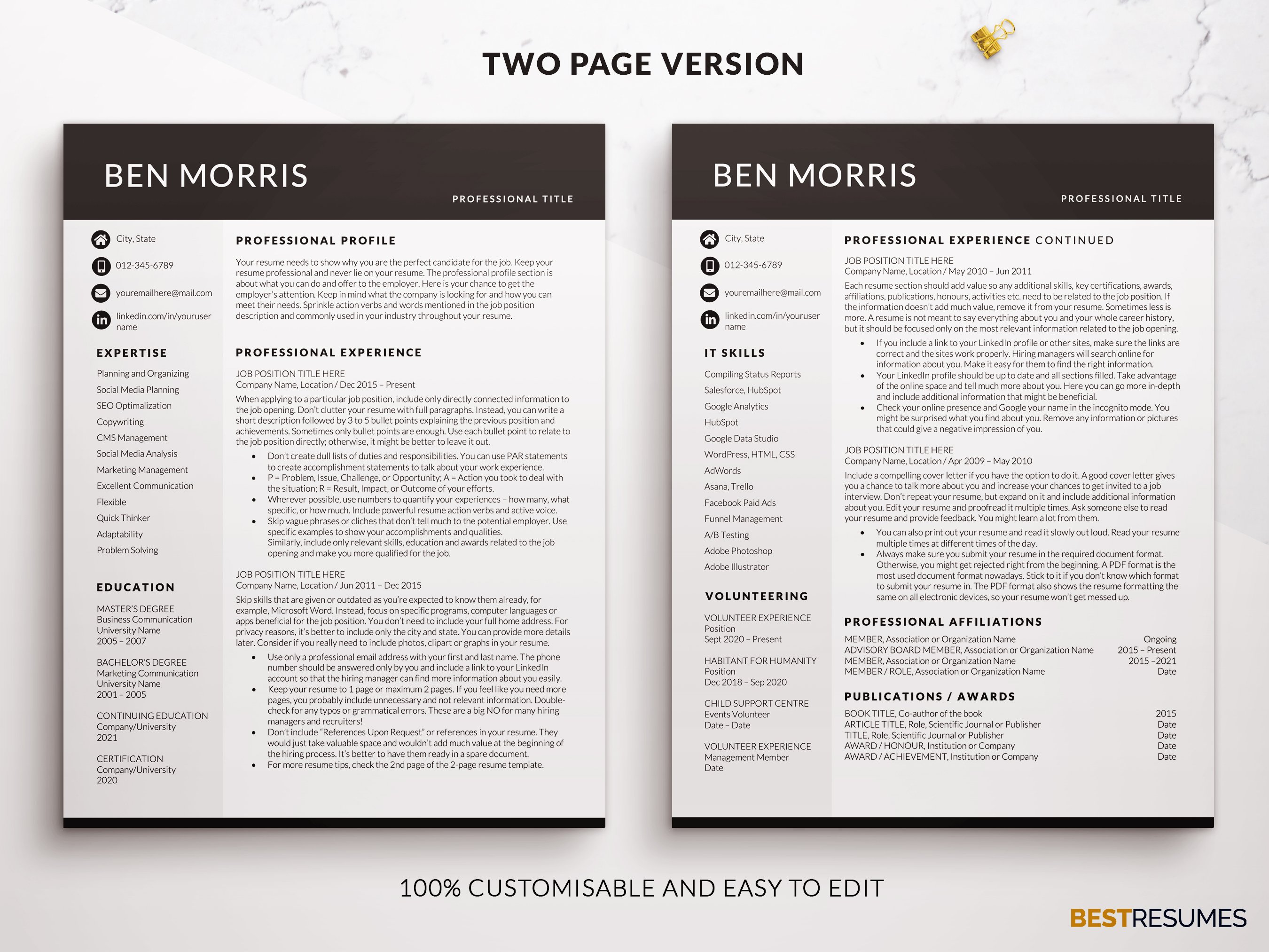 Business Modern Resume / CV Template preview image.