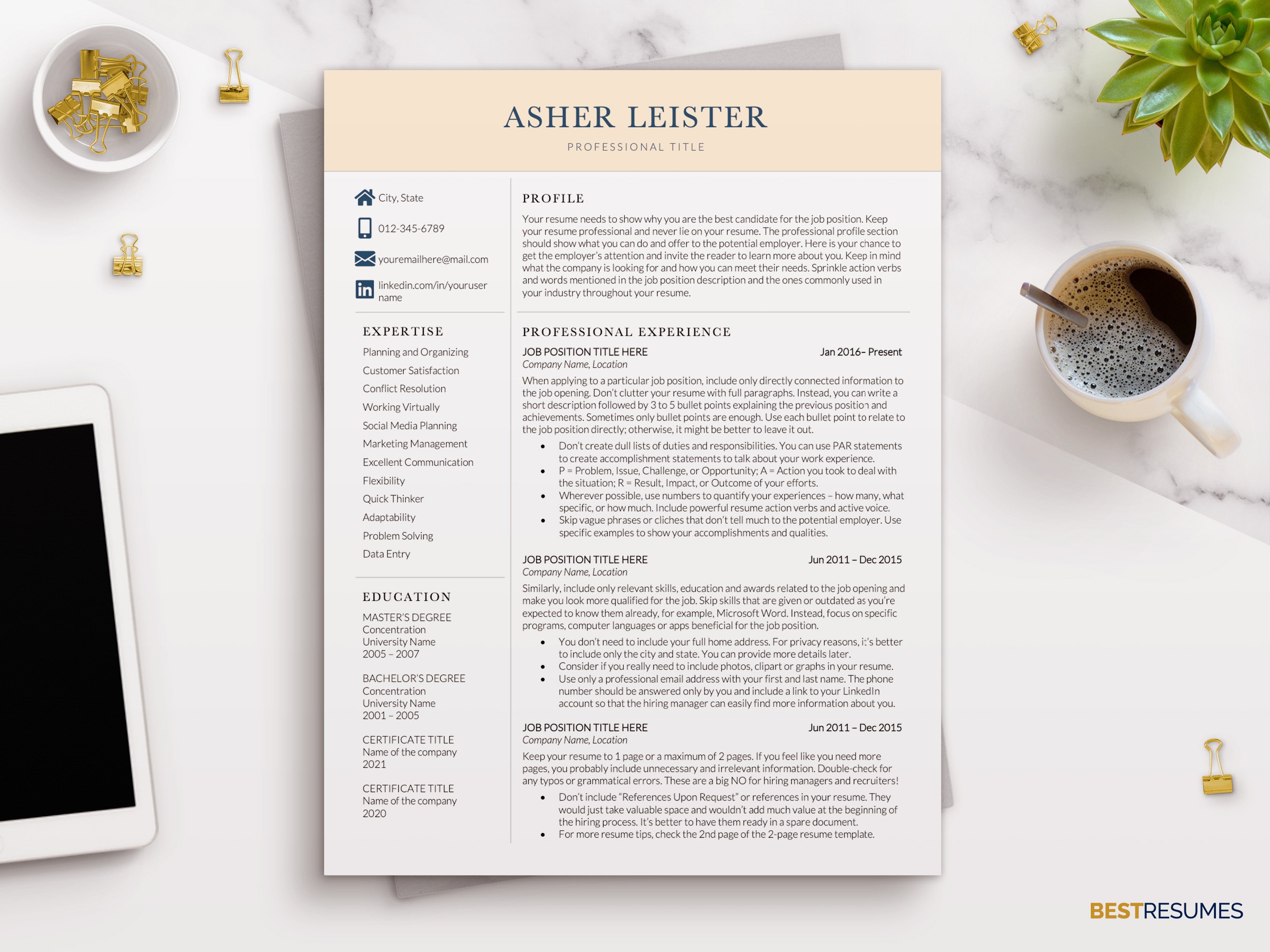 Professional Resume Template Word cover image.