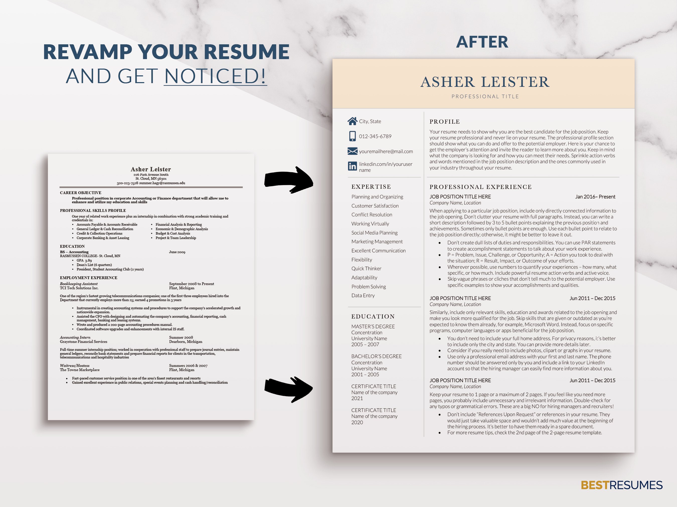professional resume template revamp your resume asher leister 11