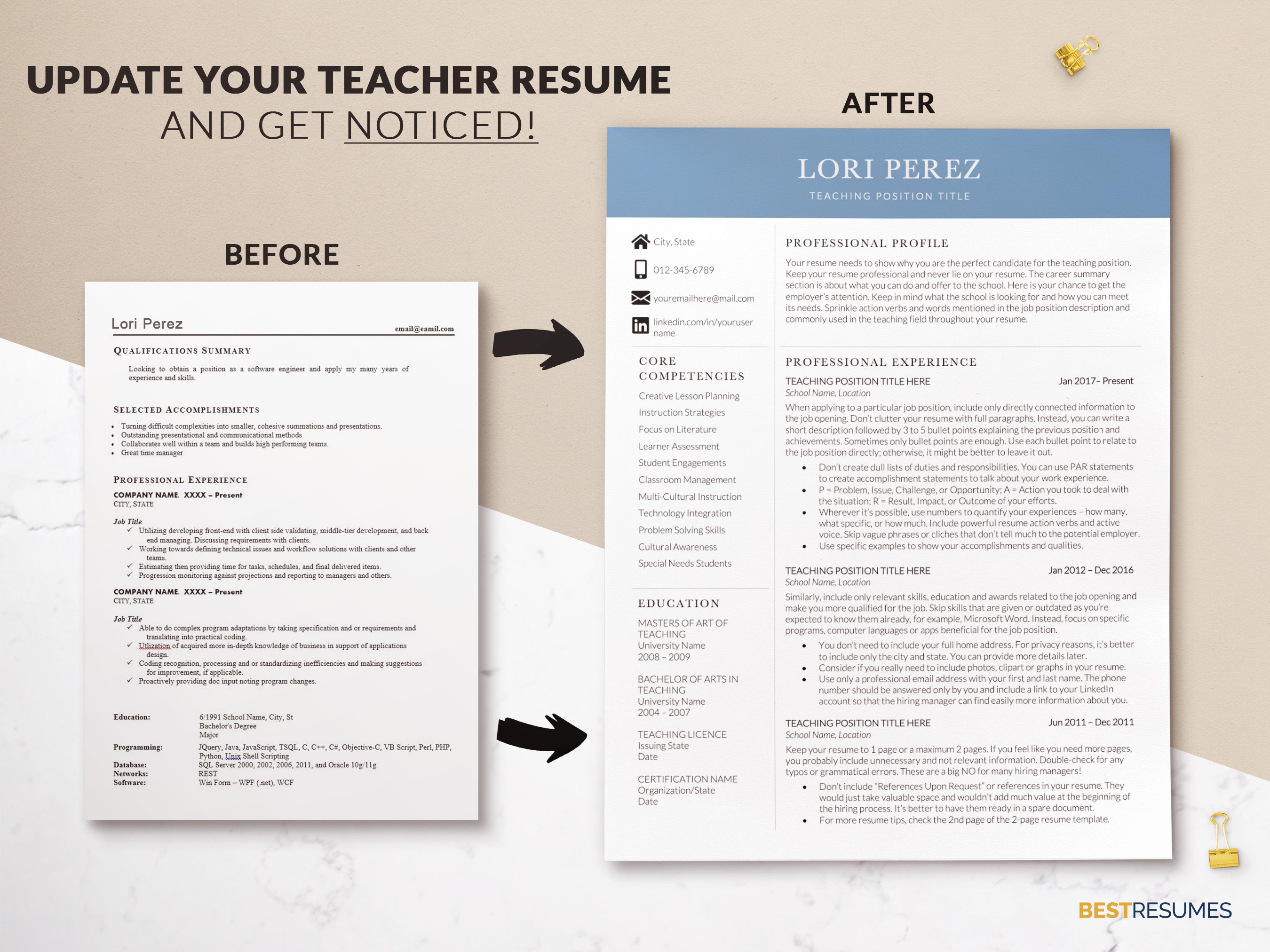 professional teaching resume and cover letter update your teacher resume lori perez 799