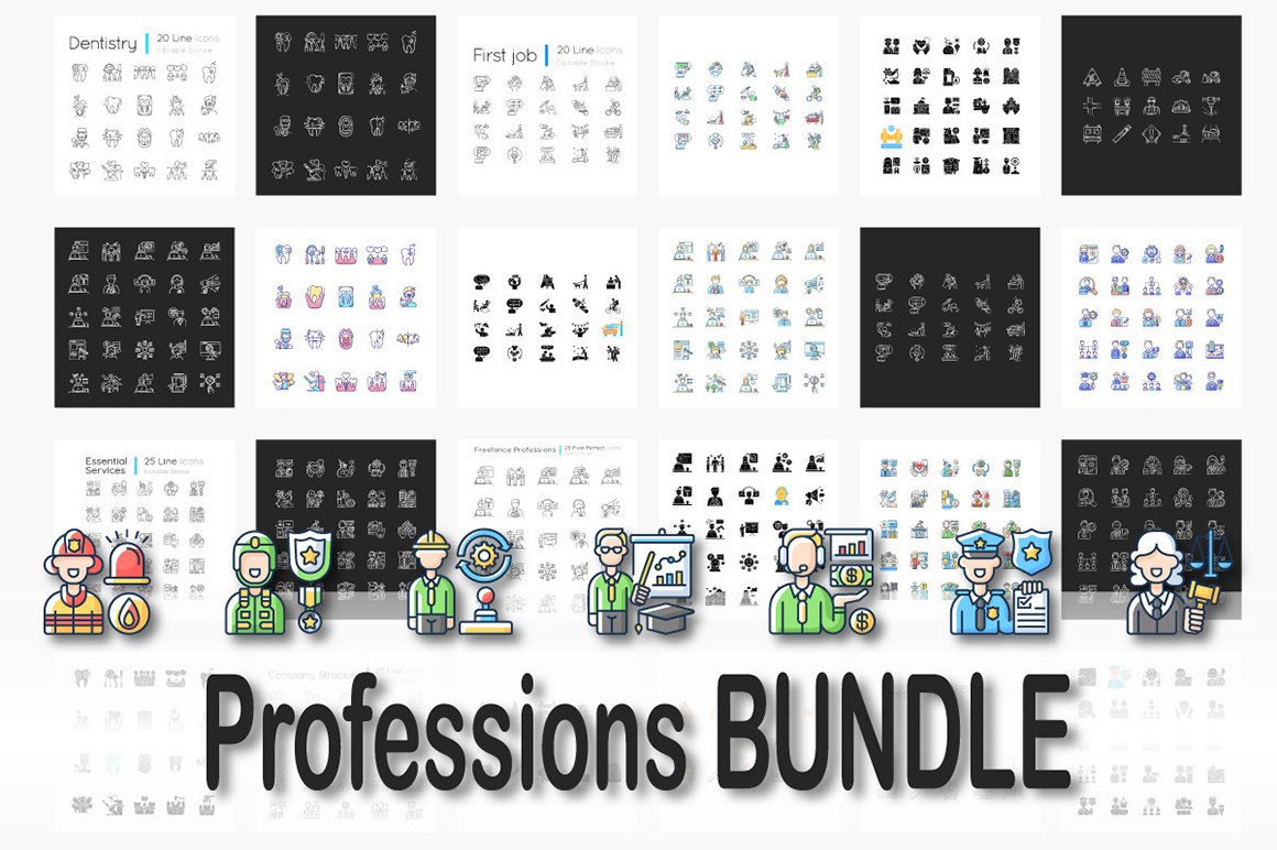 Professions icons bundle cover image.