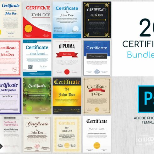 20 Certificate Templates Pack cover image.