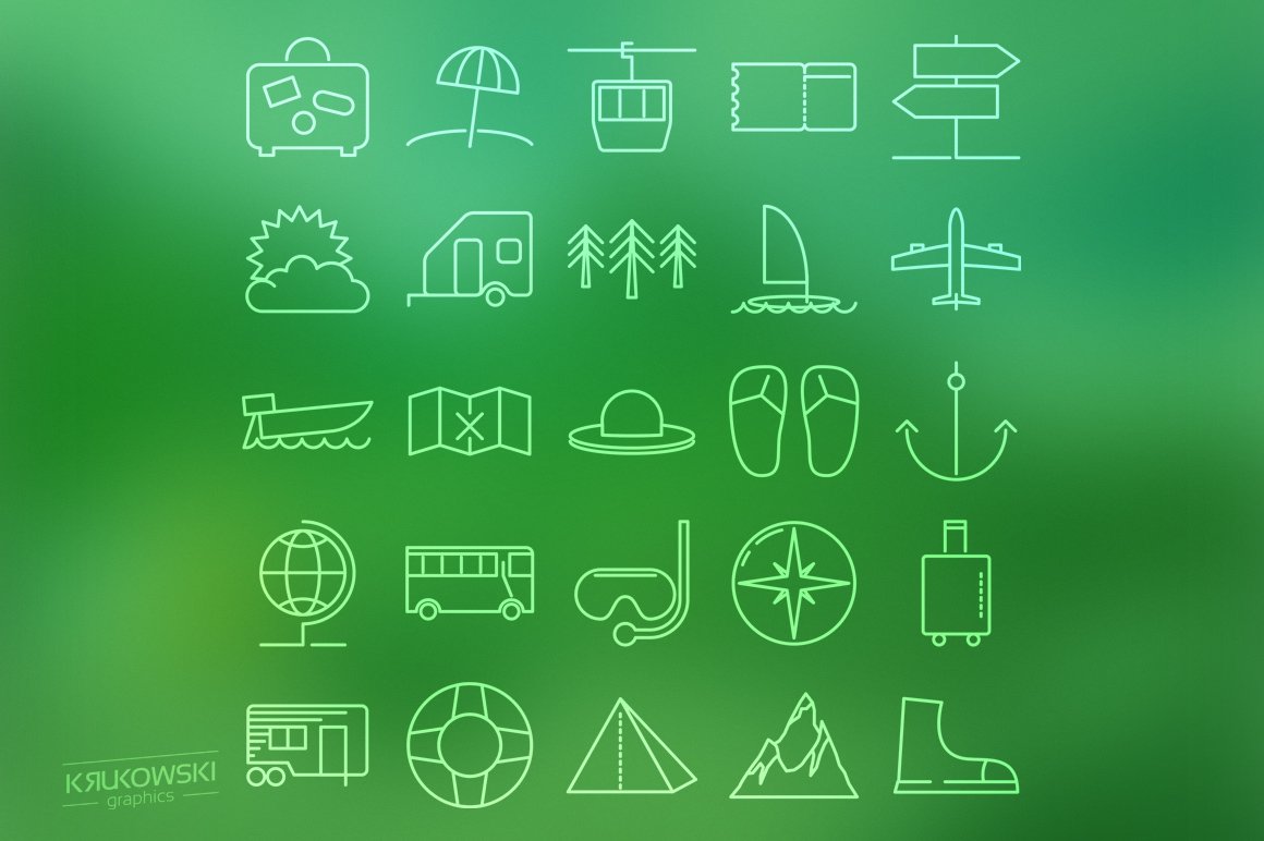 Travel and Tourism Icons Set preview image.