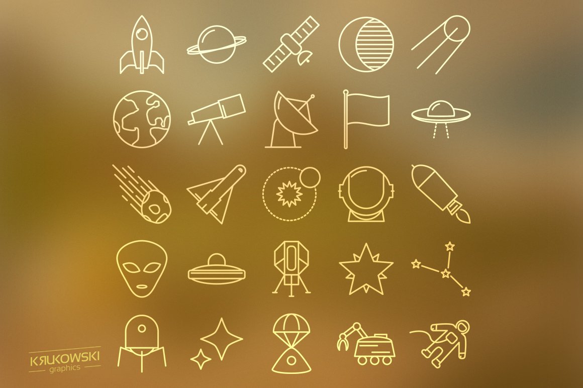 Space Icons Set preview image.
