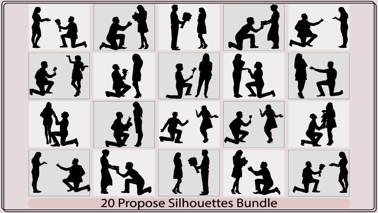 The silhouettes of people in various poses.