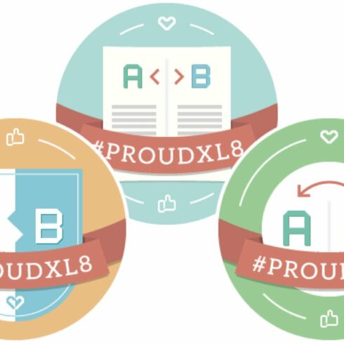Buttons: #proudXL8 cover image.