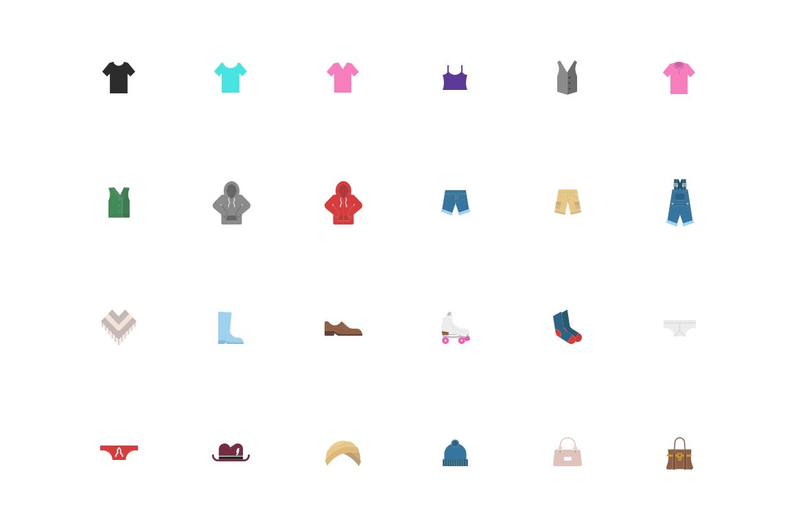 Clothes & Apparel Flat Icons Vol 04 preview image.