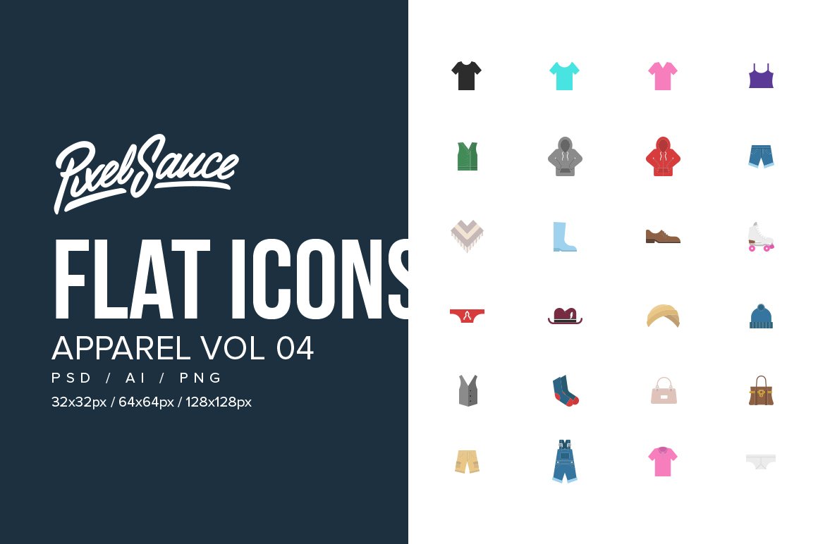 Clothes & Apparel Flat Icons Vol 04 cover image.