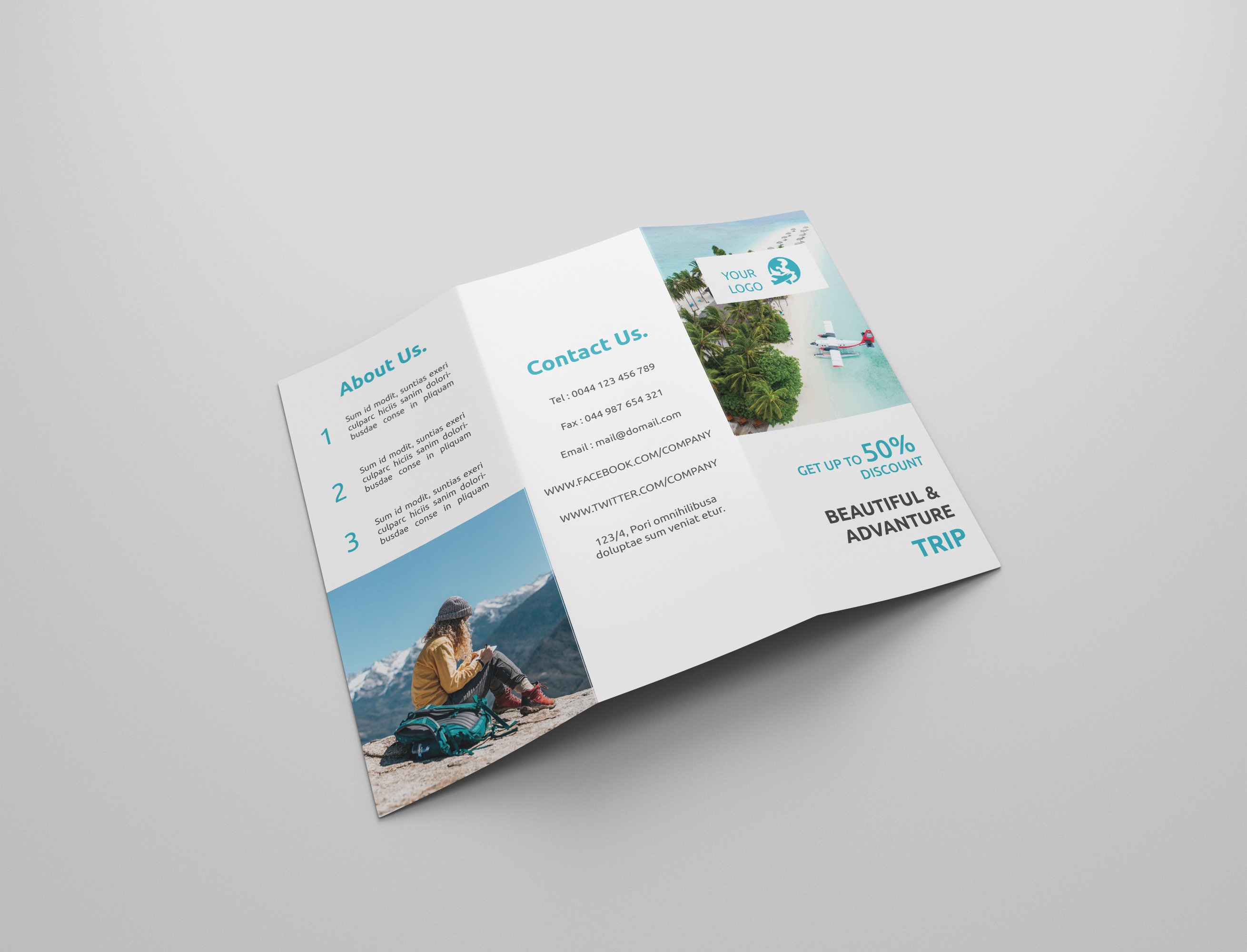 Travel Tri-fold Brochures cover image.