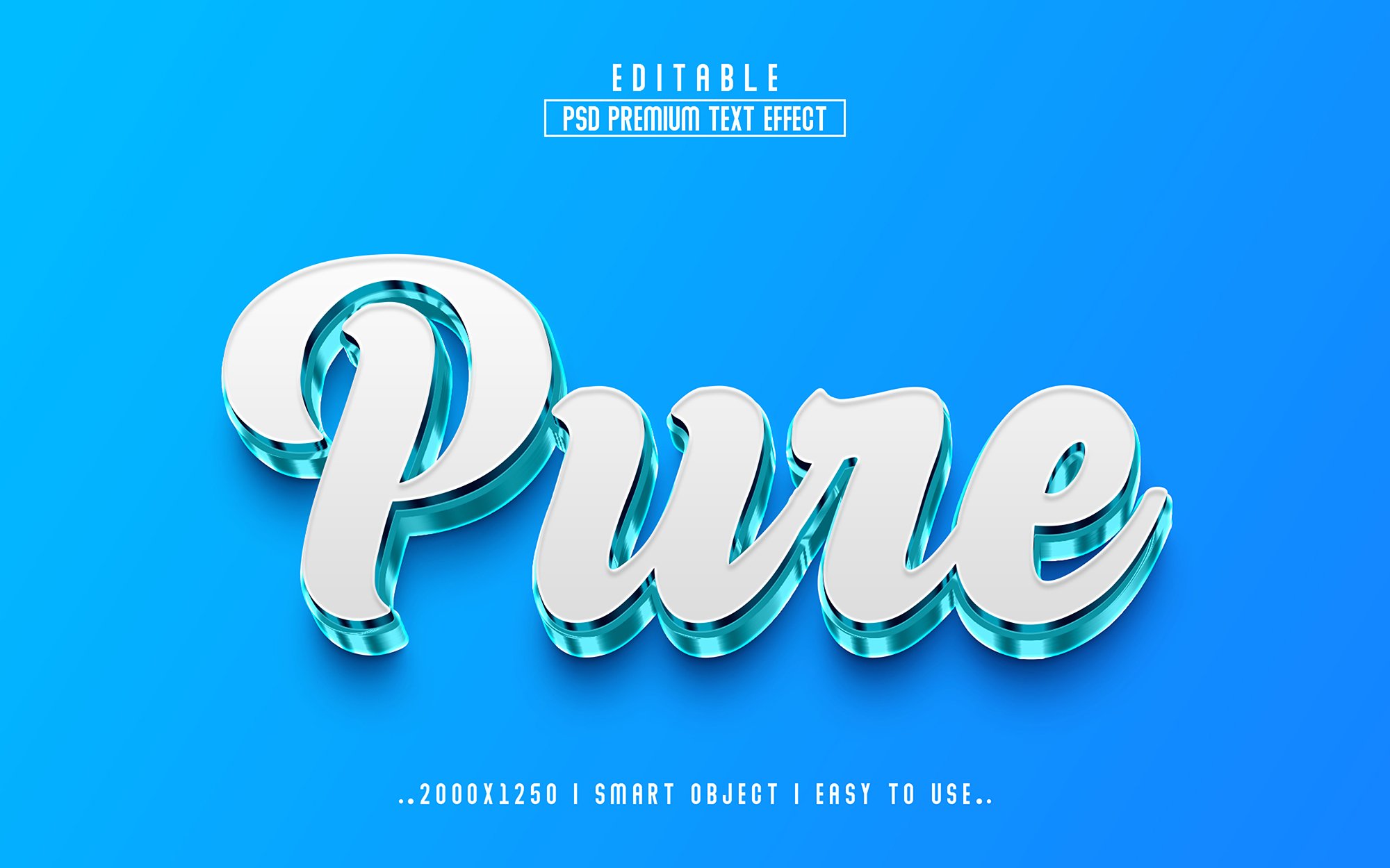 Blue background with the word pure in the middle of it.