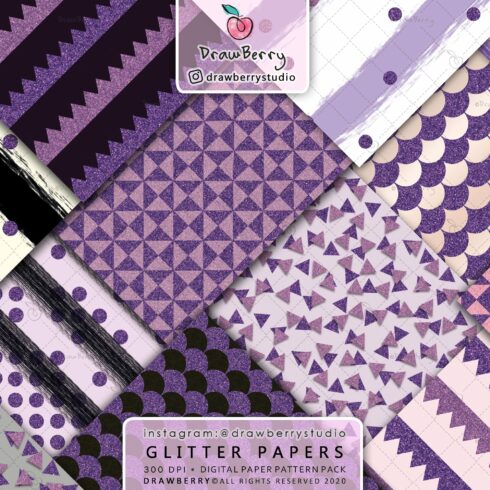 Purple Glitter Digital Paper xo cover image.