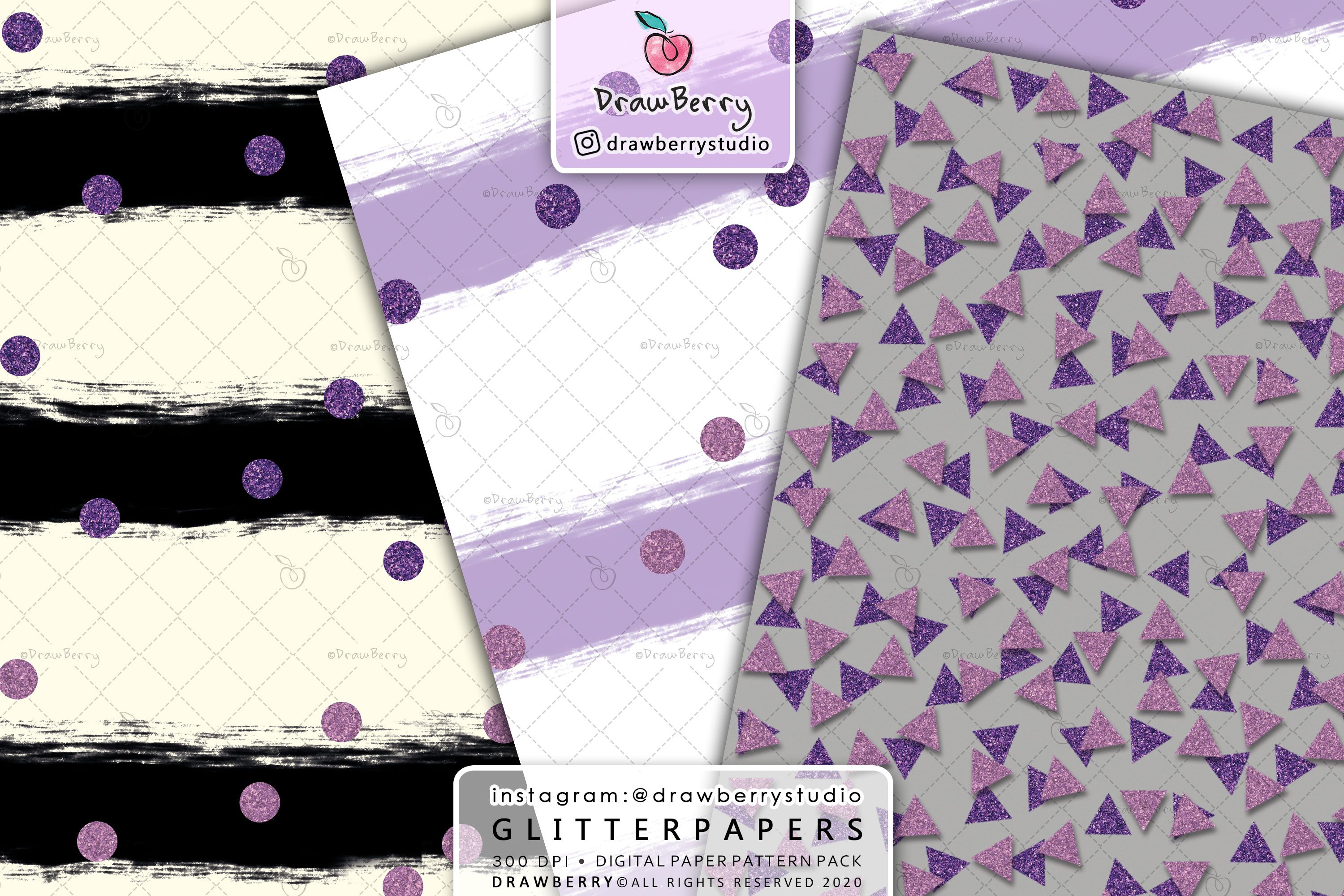 purple glitter papers drawberry 5 629