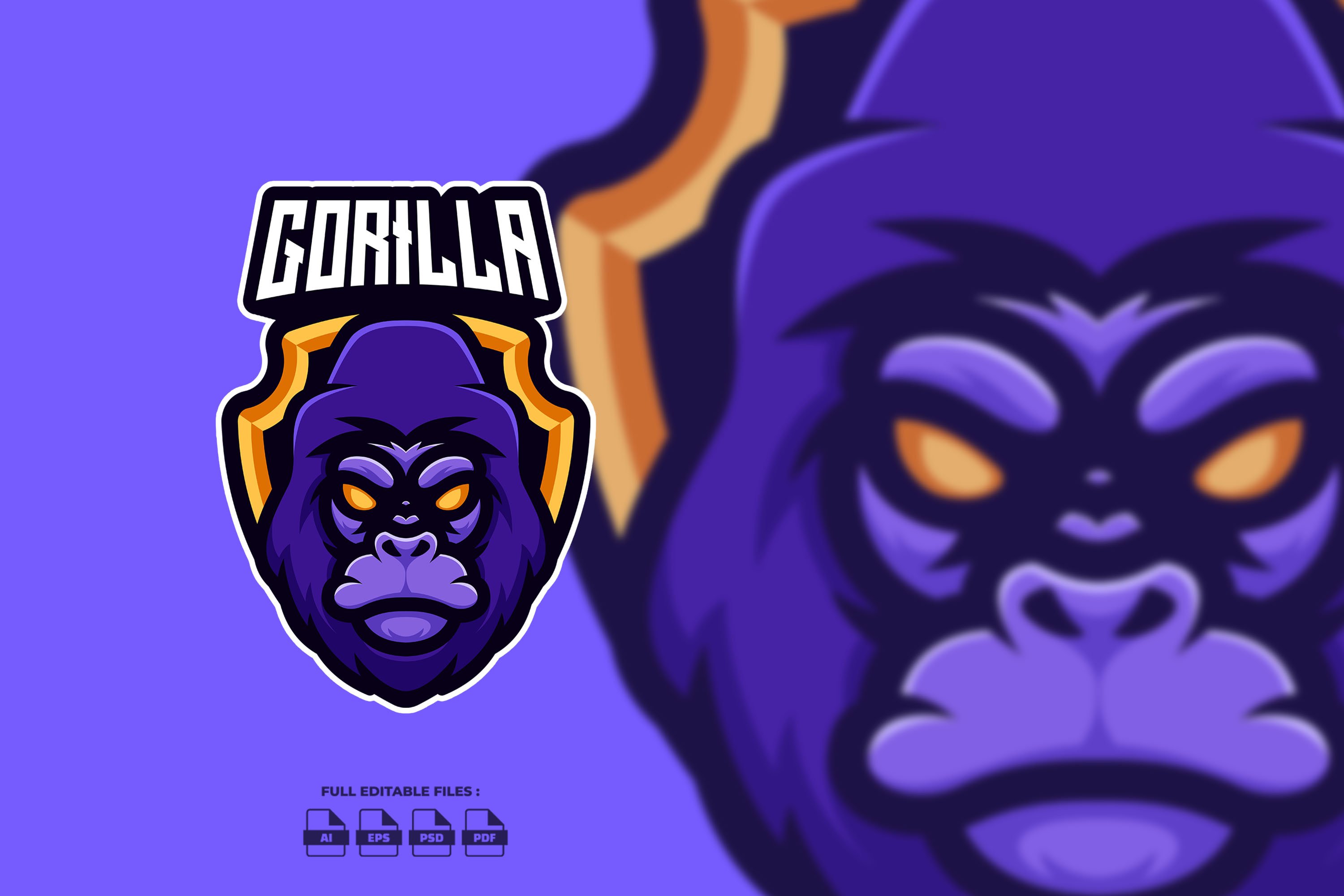 Purple Gorilla Esport Mascot Logo cover image.