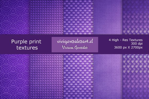 Purple print textures cover image.