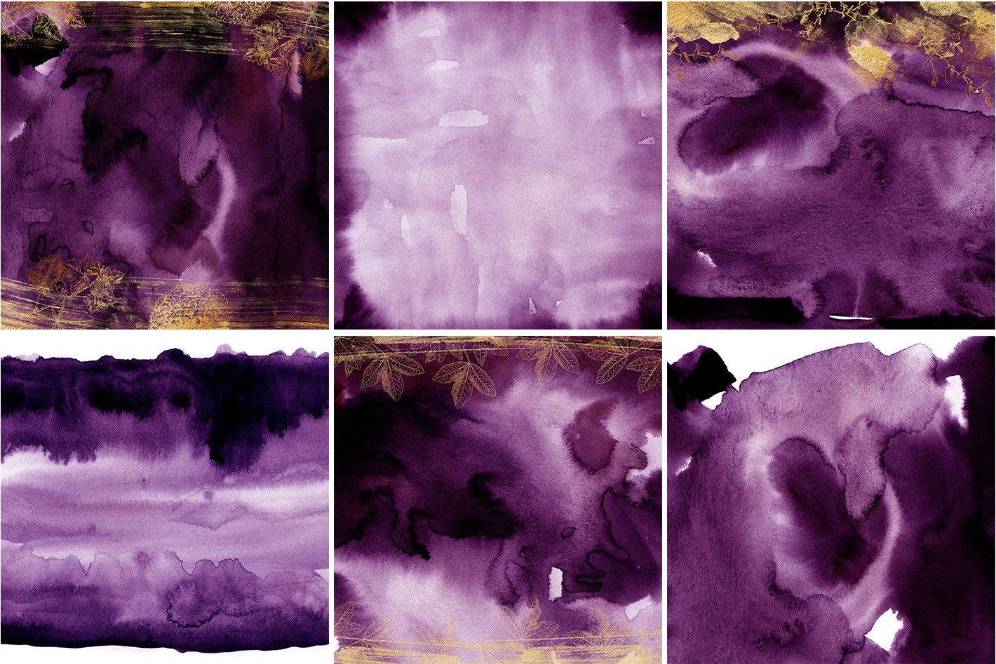 purple watercolor digital papers gold floral textures patterns cm 3 3