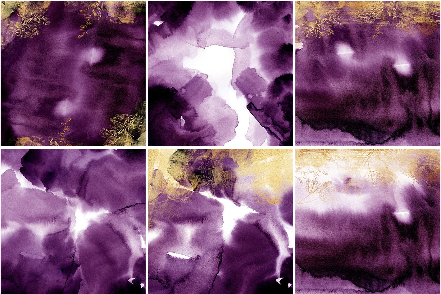 purple watercolor digital papers gold floral textures patterns cm 4 648