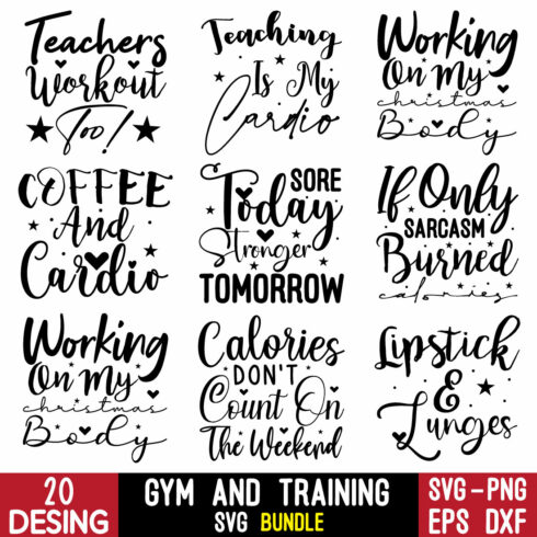 Gym And Training Svg Bundle cover image.