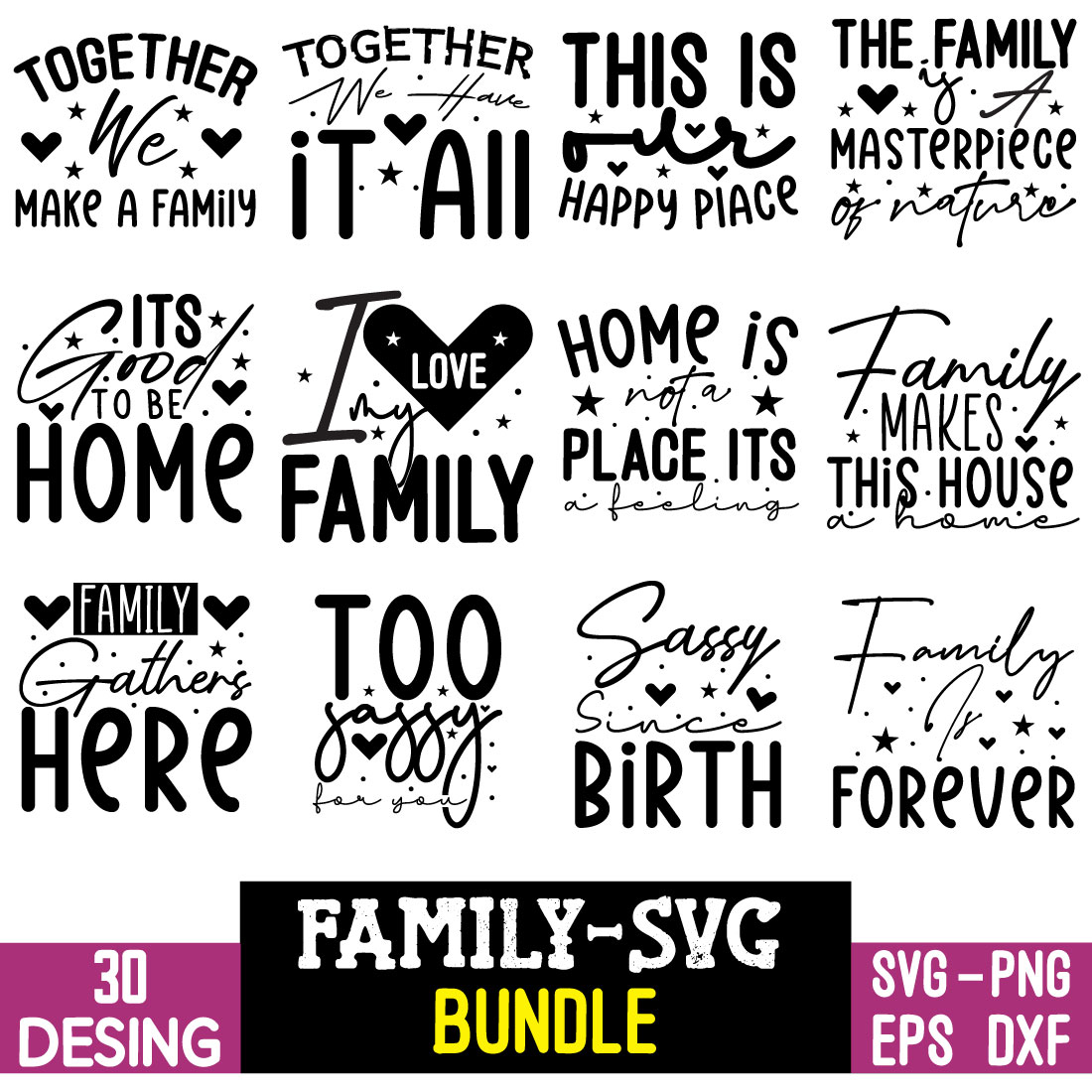 Family Svg Bundle preview image.