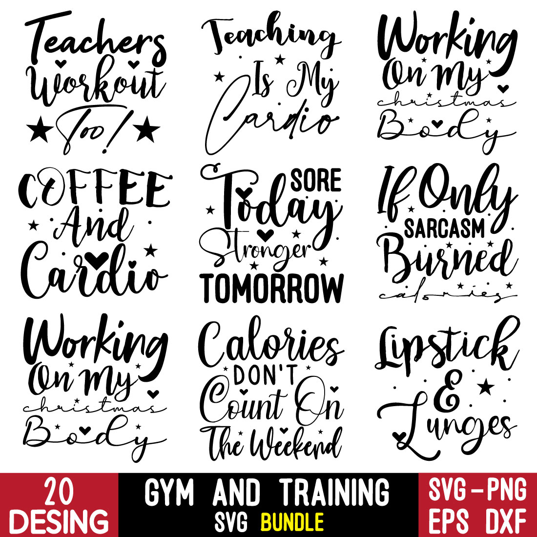 Gym And Training Svg Bundle preview image.