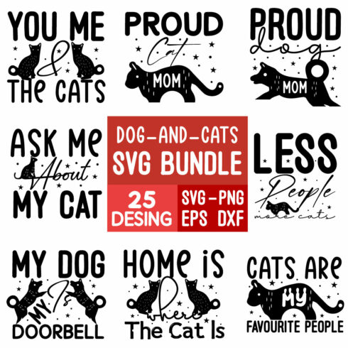 Dog and Cat svg bundle cover image.