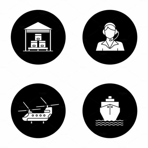 Cargo shipping glyph icons set cover image.