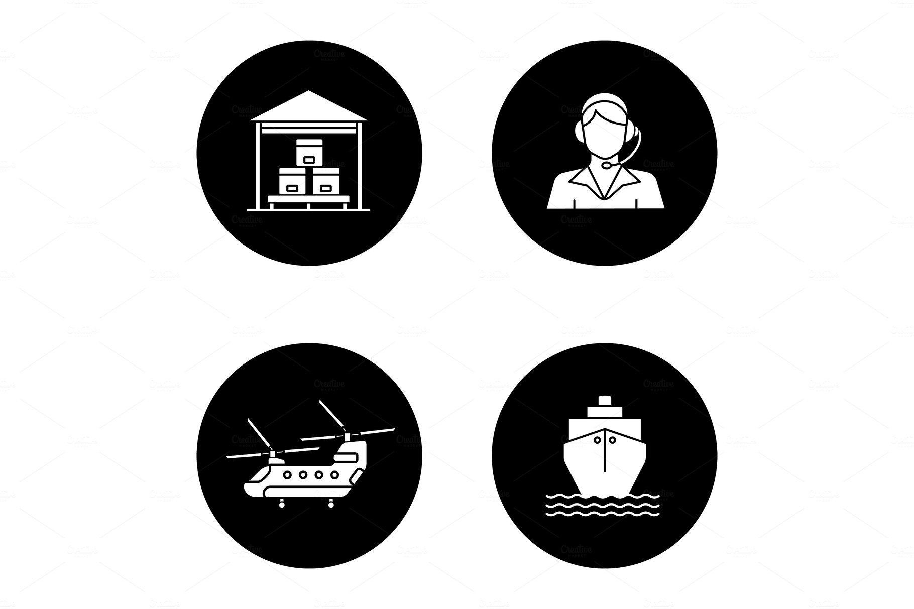 Cargo shipping glyph icons set cover image.