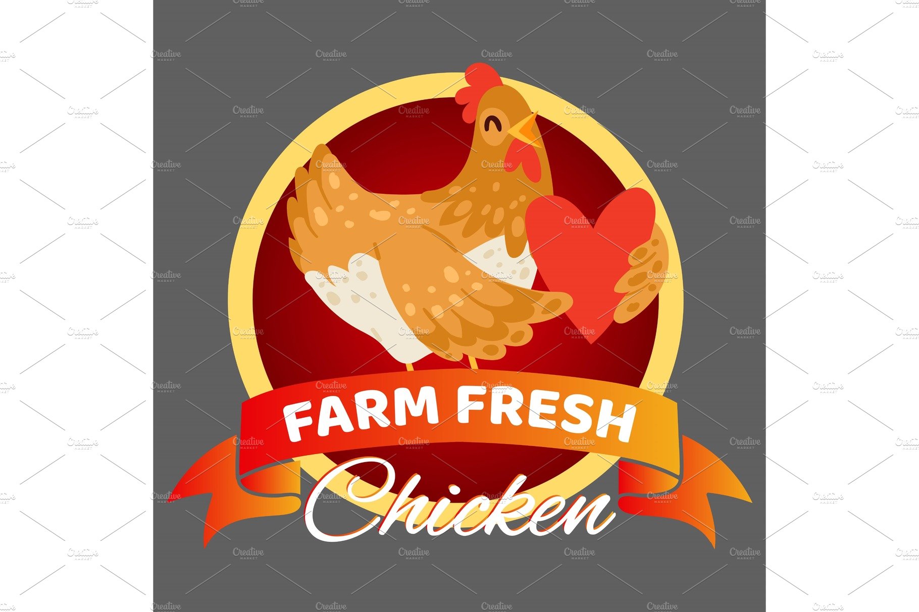 Farm fresh chicken banner vector cover image.