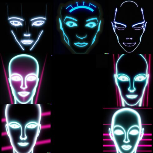 A futuristic neon lit cyborg face bundle cover image.