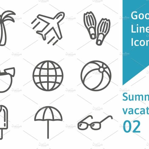 Summer vacation outline icons set 02 cover image.