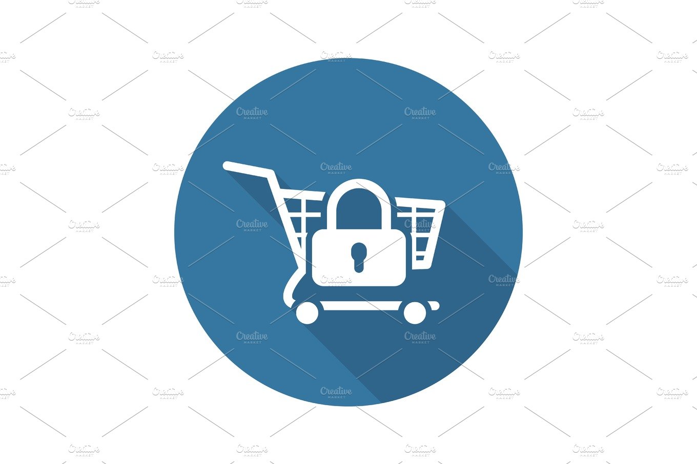 Secure  Shopping Icon. Flat Design. cover image.