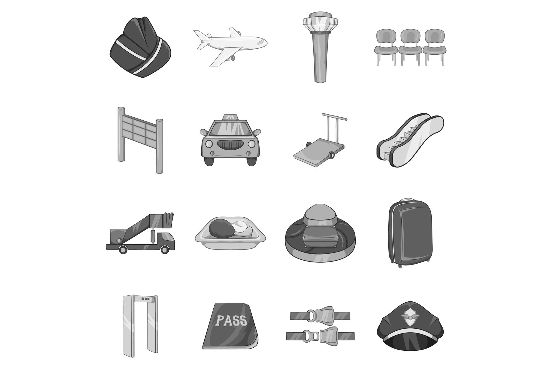 Airport icons set cover image.