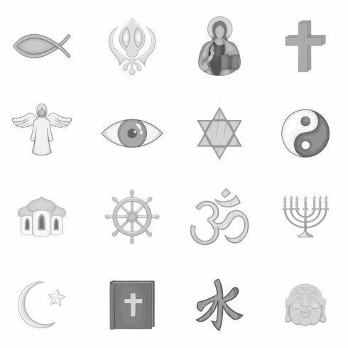 Religion symbols icons set cover image.