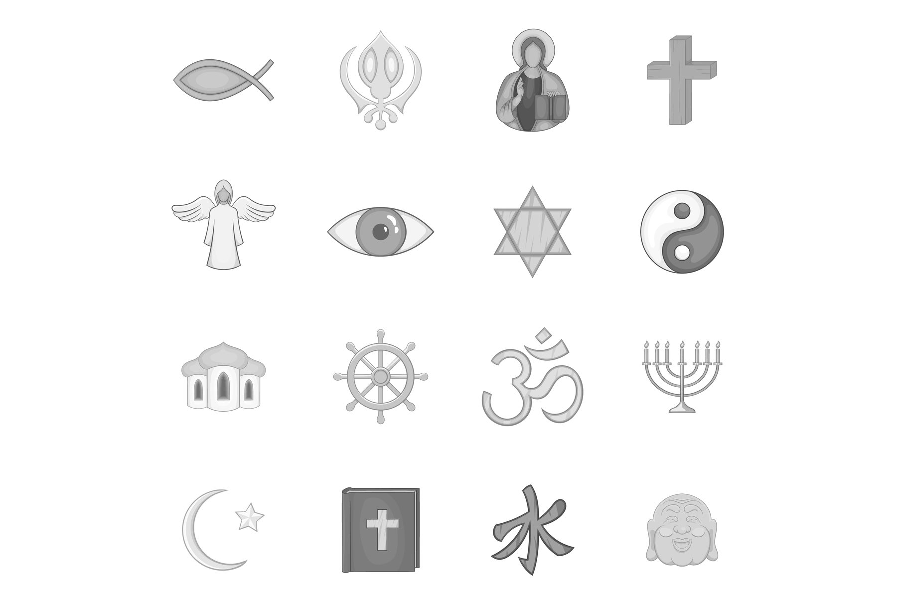 Religion symbols icons set cover image.