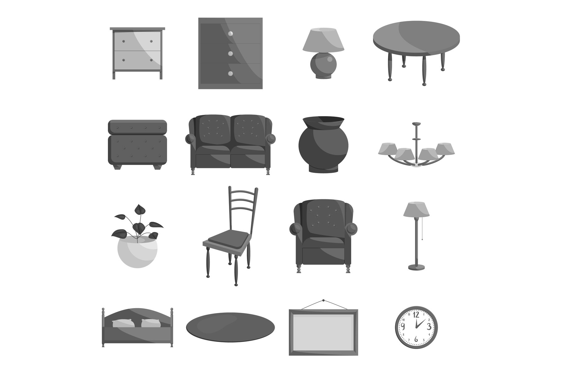 Furniture icons set cover image.