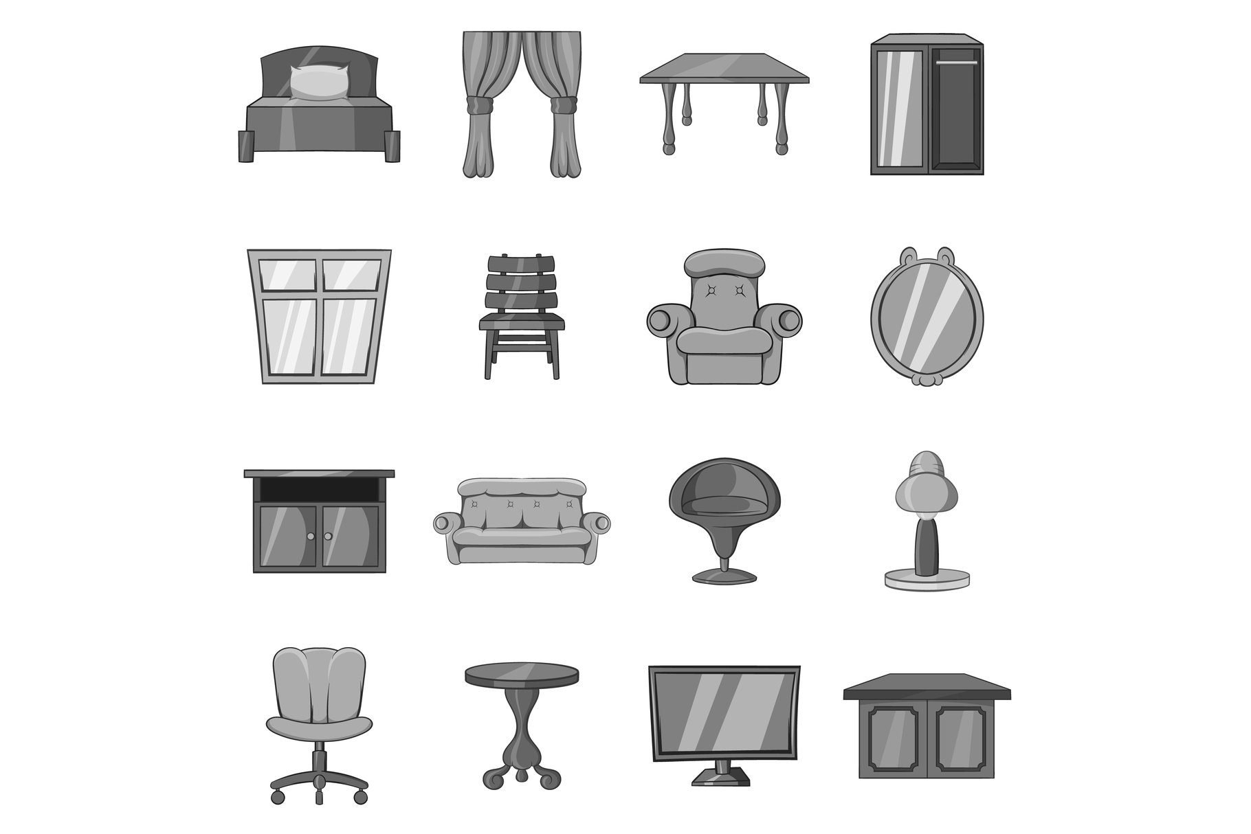 Furniture icons set cover image.