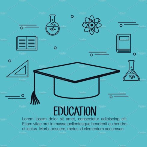 education set flat icons cover image.