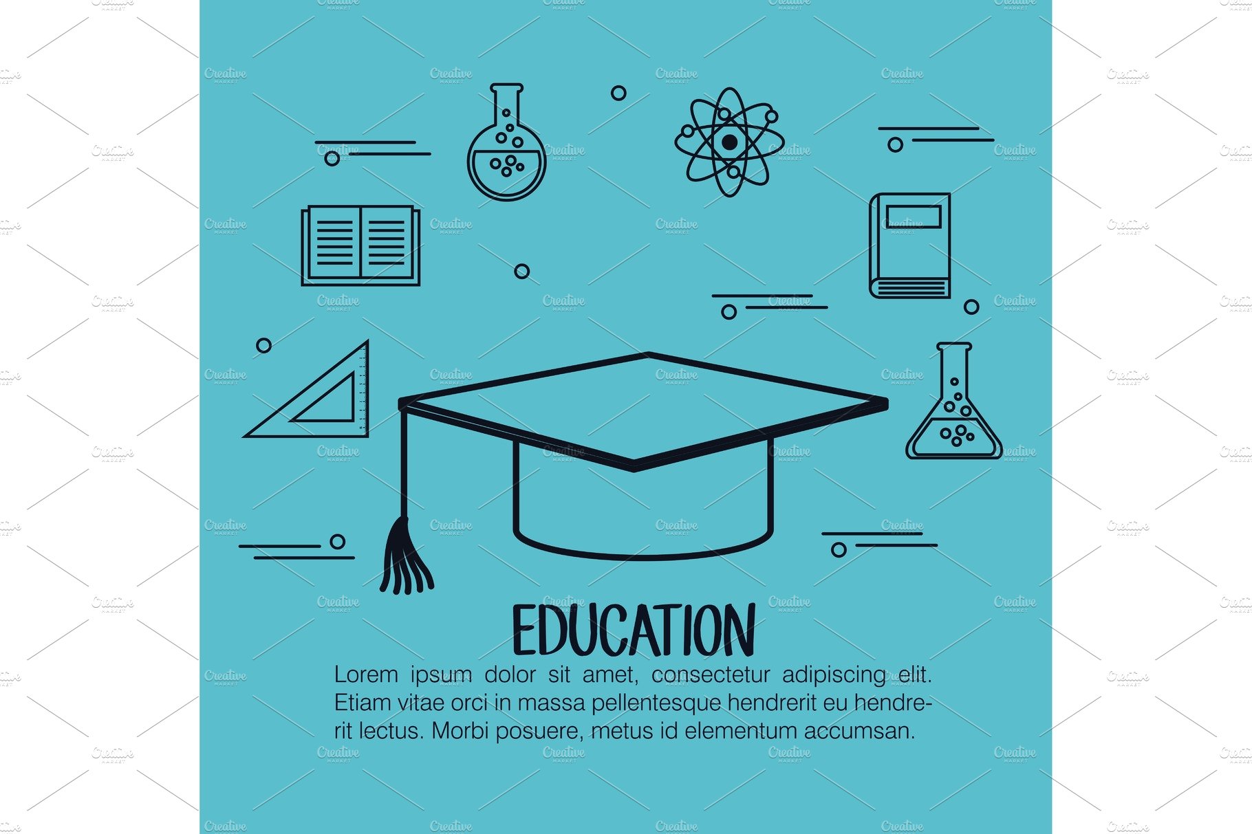 education set flat icons cover image.