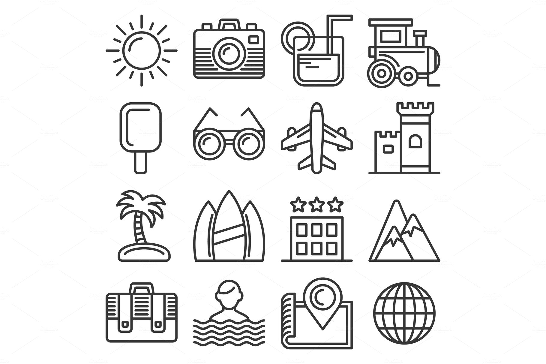Summer Icons Set on White Background cover image.