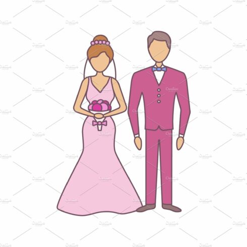 Bride and bridegroom color icon cover image.