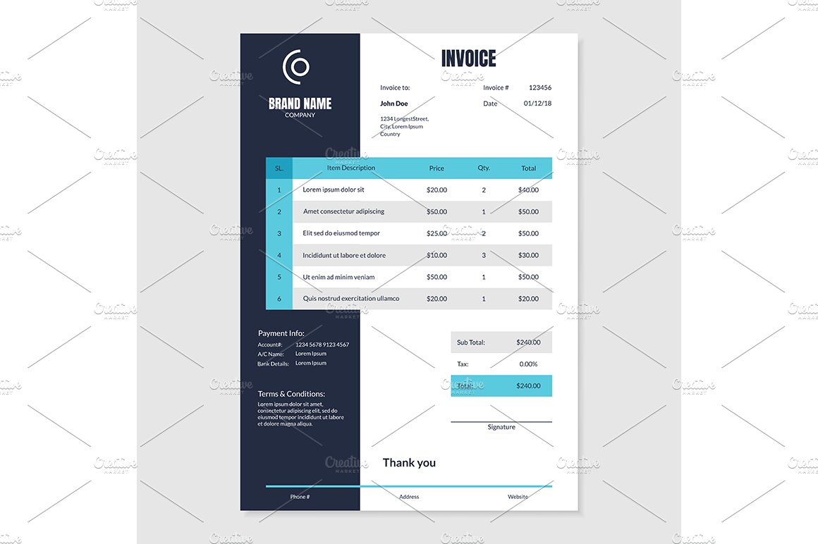 Quotation Invoice Layout Template cover image.
