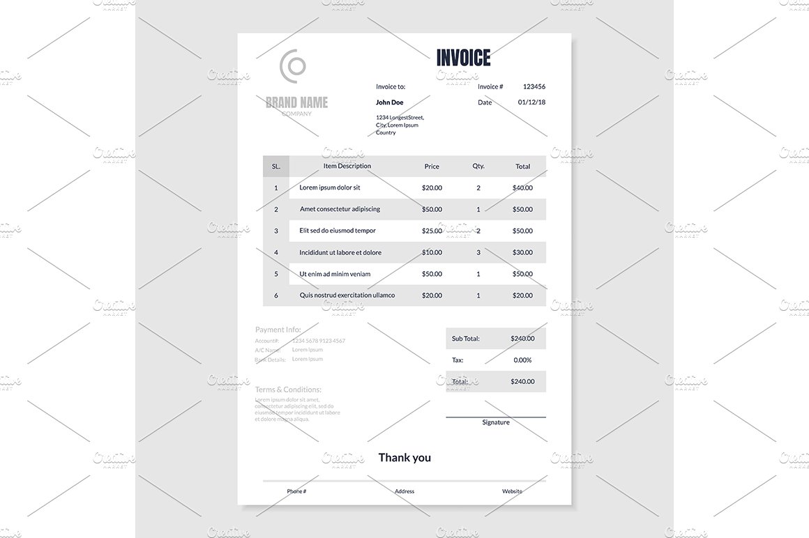 Quotation Invoice Layout Template preview image.