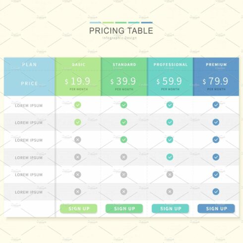 Pricing table infographic template cover image.