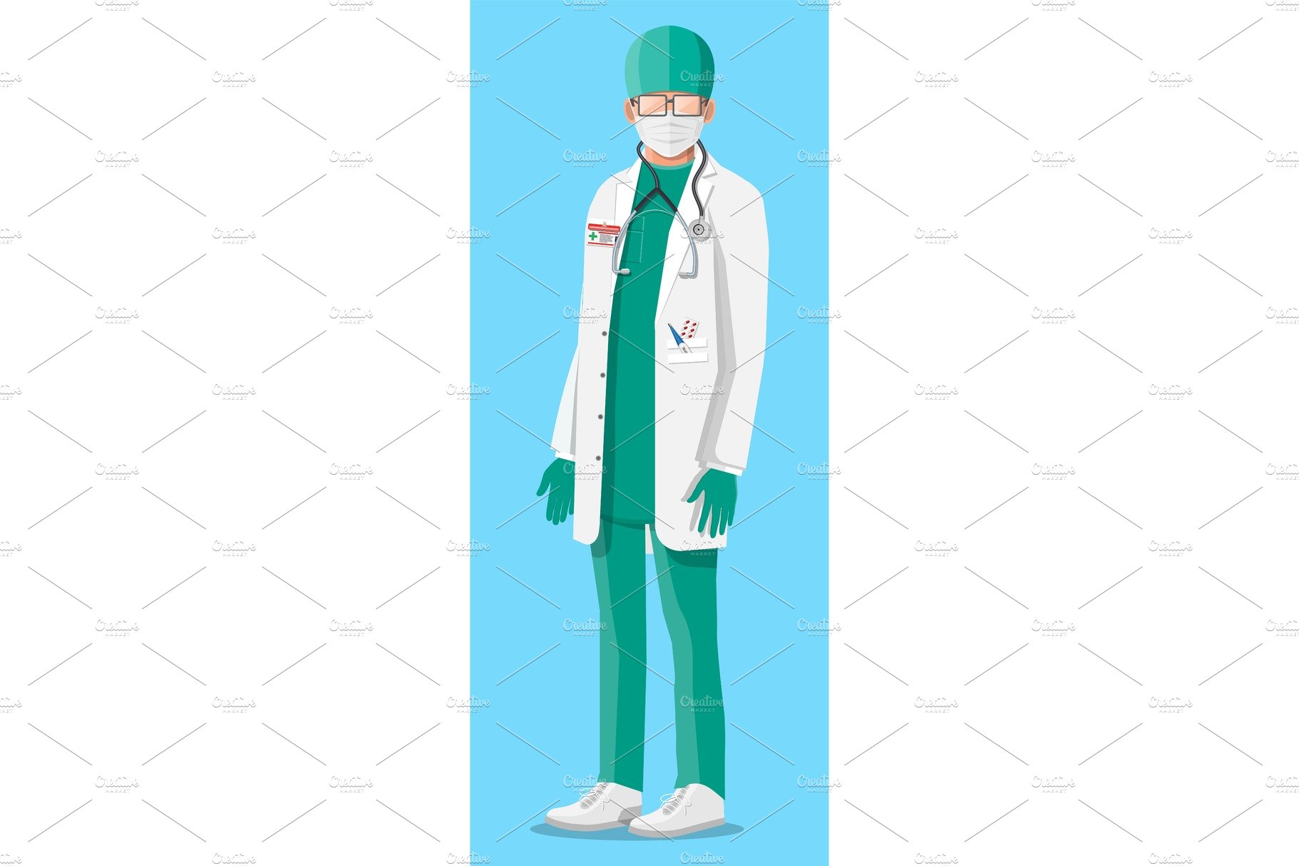 Doctor in white coat with cover image.