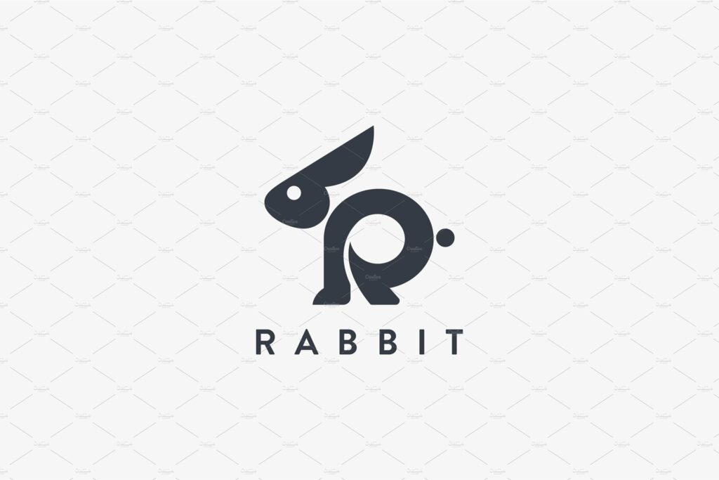 Abstract Letter R for Rabbit logo MasterBundles