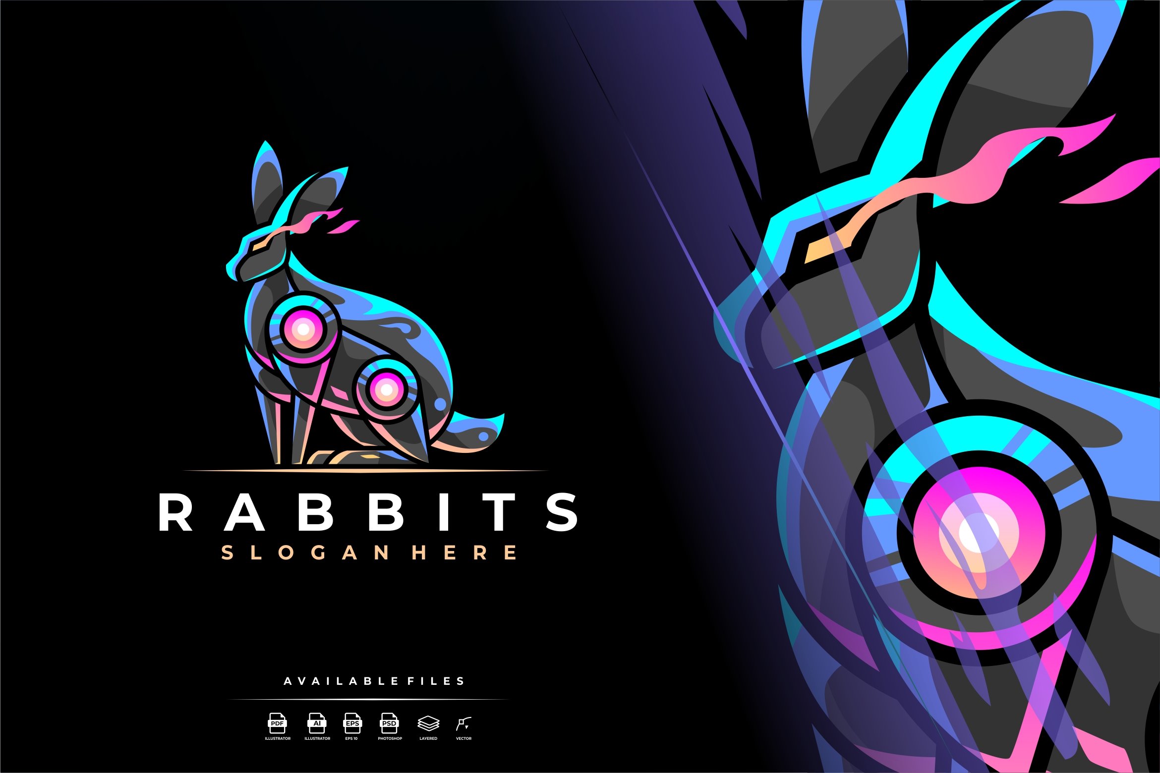 Unique Robotic Rabbit Mascot Logo cover image.